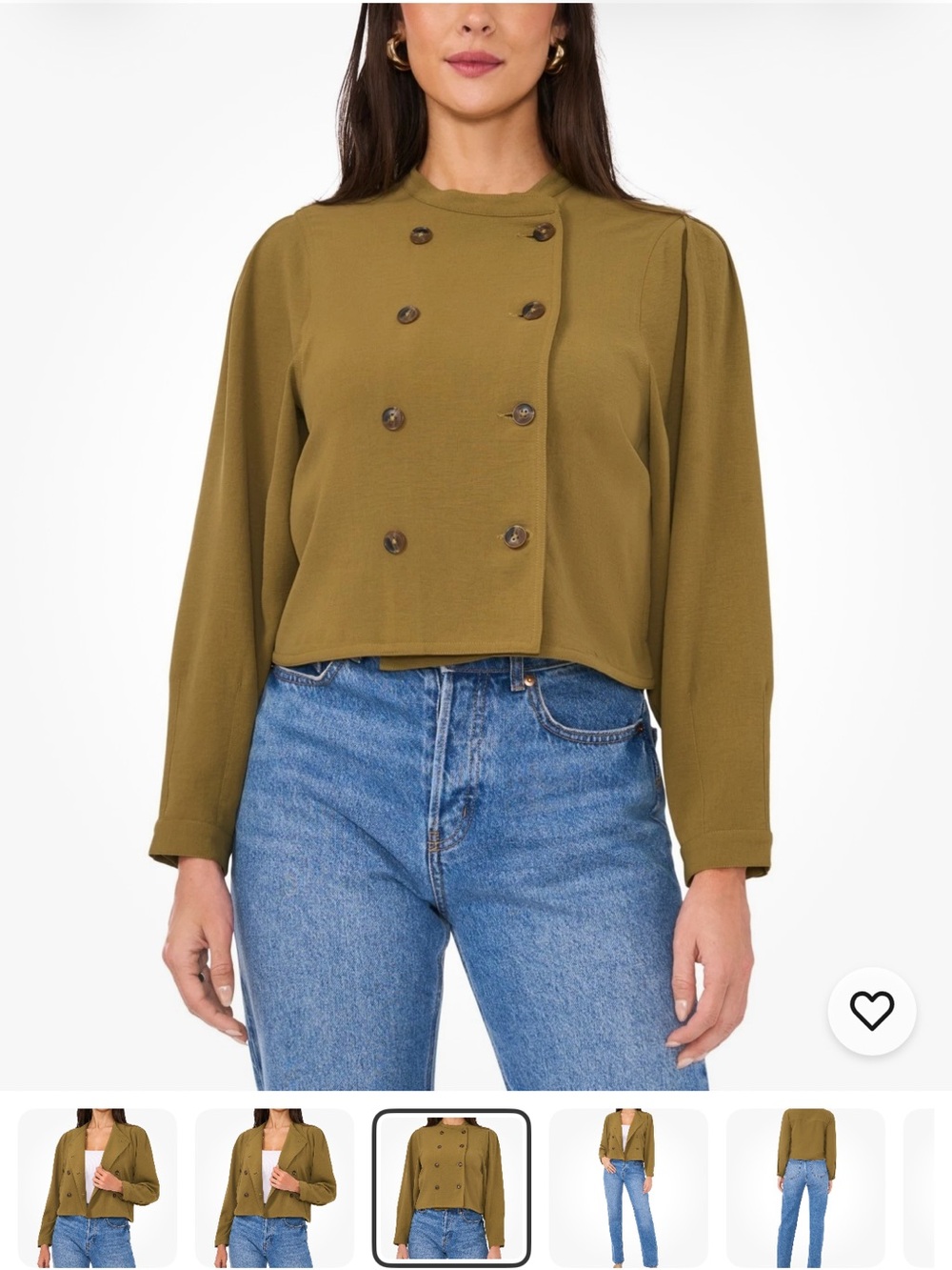 Vince Camuto Olive Green Double-Breasted Jacket